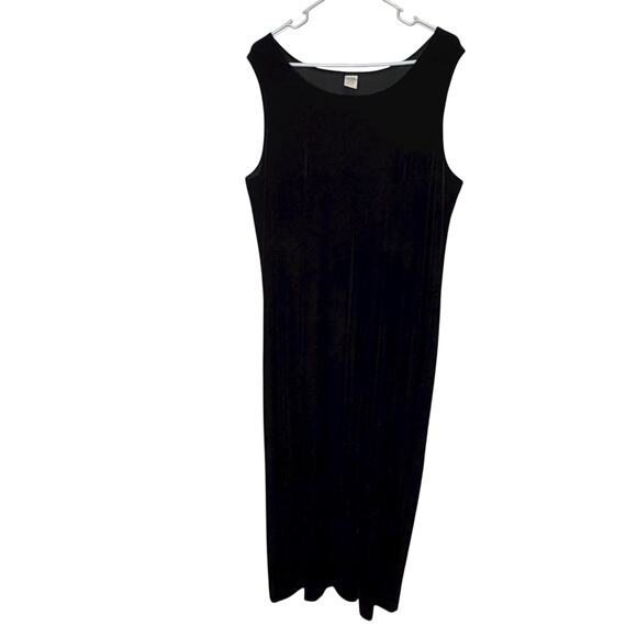 VTG 90s Black Velvet Maxi Dress Plus Size 18/20W Witchy Whimsigoth Goth Romantic - Picture 1 of 6